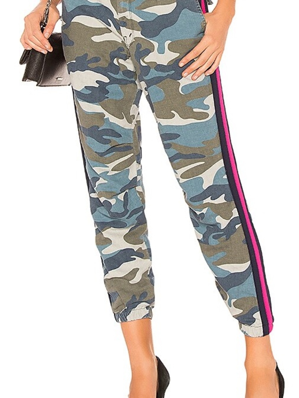 MOTHER Camouflage Jogger Athletic Pants with Pink Stripe Size 25